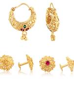 Sizzling Charming Alloy Gold Plated Stud  and Chandbali Earring Combo set For Women and Girls