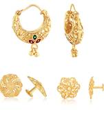 Sizzling Charming Alloy Gold Plated Stud  and Chandbali Earring Combo set For Women and Girls