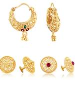 Sizzling Charming Alloy Gold Plated Stud  and Chandbali Earring Combo set For Women and Girls