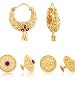 Allure Charming Alloy Gold Plated Stud and Chandbali Earring Combo set For Women and Girls