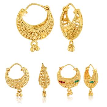 Allure Charming Alloy Gold Plated Stud and Chandbali Earring Combo set For Women and Girls 1
