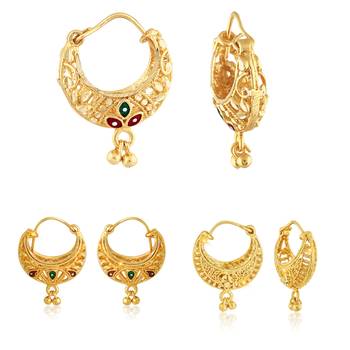 Allure Charming Alloy Gold Plated Stud and Chandbali Earring Combo set For Women and Girls 1