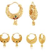 Allure Charming Alloy Gold Plated Stud and Chandbali Earring Combo set For Women and Girls