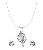 Vighnaharta Delicate Silver Drop Solitaire Pendant Set with Earrings for Women  and Girls