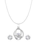 Vighnaharta Glamorous Sterling Solitaire Pendant With Chain and earring For Girls & Women