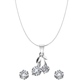 Vighnaharta Valentine Gifts  Solitaire Pendant Silver Plated Designer with Chain for Girls and Women 1