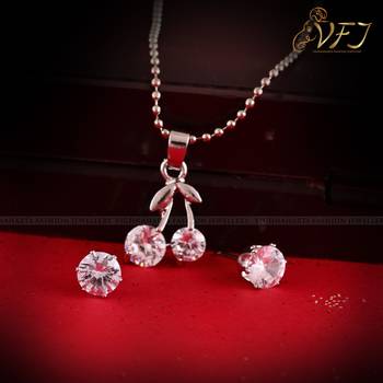 Vighnaharta Valentine Gifts  Solitaire Pendant Silver Plated Designer with Chain for Girls and Women 2