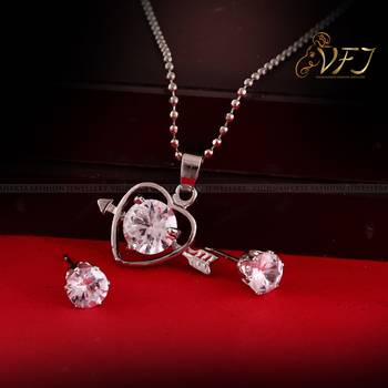 Vighnaharta Glamour Fashion Jewellery Solitaire Pendant set for Girls and Women 2