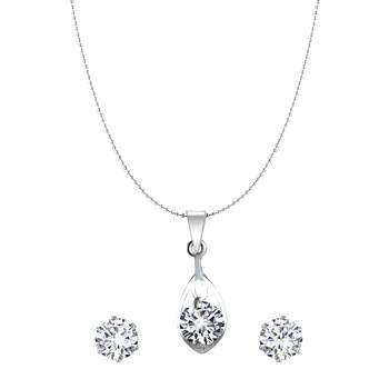 Vighnaharta Jasmine Solitaire CZ Gold and Rhodium Plated Alloy Pendant set for Women and Girls 1