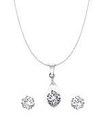 Vighnaharta Jasmine Solitaire CZ Gold and Rhodium Plated Alloy Pendant set for Women and Girls