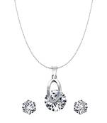Vighnaharta White Jasmine Solitaire CZ Rhodium Plated Alloy Pendant set for Women and Girls