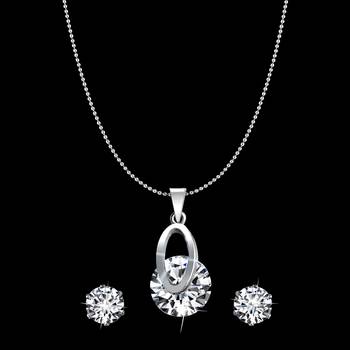 Vighnaharta White Jasmine Solitaire CZ Rhodium Plated Alloy Pendant set for Women and Girls 3