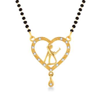 Vighnaharta Latest American Diamond (CZ) Studded Gold Plated Mangalsutra Tanmaniya for Women 1