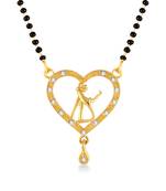 Vighnaharta Latest American Diamond (CZ) Studded Gold Plated Mangalsutra Tanmaniya for Women