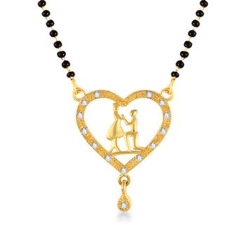 Vighnaharta Latest American Diamond (CZ) Studded Gold Plated Mangalsutra Tanmaniya for Women 1
