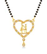 Vighnaharta Latest American Diamond (CZ) Studded Gold Plated Mangalsutra Tanmaniya for Women