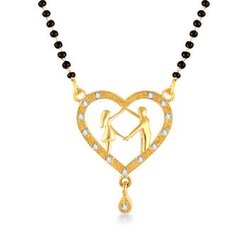 Vighnaharta Latest American Diamond (CZ) Studded Gold Plated Mangalsutra Tanmaniya for Women 1