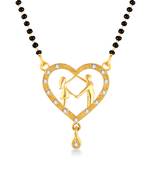 Vighnaharta Latest American Diamond (CZ) Studded Gold Plated Mangalsutra Tanmaniya for Women