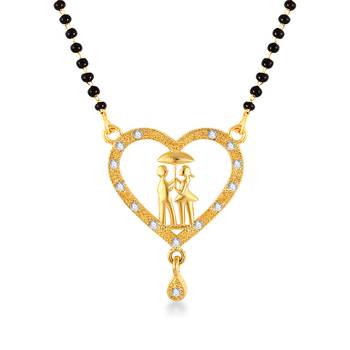Vighnaharta Latest American Diamond (CZ) Studded Gold Plated Mangalsutra Tanmaniya for Women 1