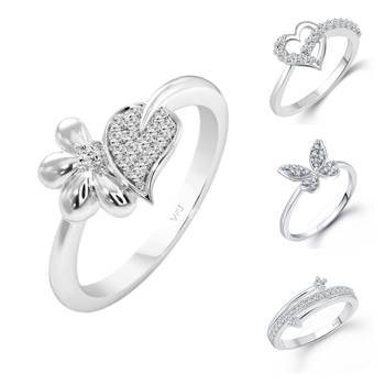 Vighnaharta Sizzling Chunky Rings Rhodium Plated For women and Girls 1