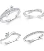 Vighnaharta Shimmering Bejeweled Rings Rhodium Plated For women and Girls