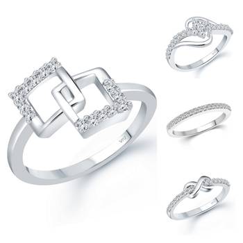 Vighnaharta Shimmering Chunky Rings Rhodium Plated For women and Girls 1