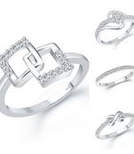 Vighnaharta Shimmering Chunky Rings Rhodium Plated For women and Girls