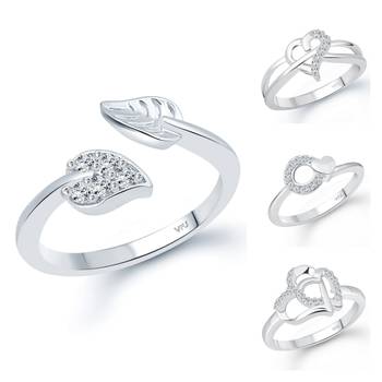 Vighnaharta Allure Bejeweled Rings Rhodium Plated For women and Girls 1