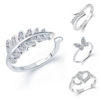 Vighnaharta Allure Bejeweled Rings Rhodium Plated For women and Girls 1