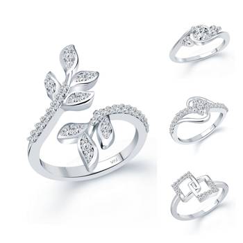 Vighnaharta Elite Bejeweled Rings Rhodium Plated For women and Girls 1