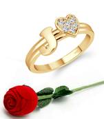 Vighnaharta cz alloy Gold plated Valentine collection Initial '' J '' Letter with heart ring alphabet collection