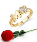 Vighnaharta cz alloy Gold plated Valentine collection Initial '' M '' Letter with heart ring alphabet collection