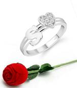 Vighnaharta cz alloy Rhodium plated Valentine collection Initial '' S '' Letter with heart ring alphabet collection