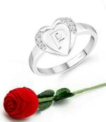 Vighnaharta cz alloy Rhodium plated Valentine collection Initial '' P '' Letter in heart ring alphabet collection