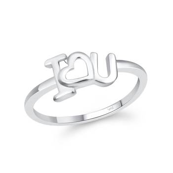 Vighnaharta Initial I LOVE YOU  (CZ) Rhodium Plated Ring For Girls with Scented Velvet Rose Ring 2