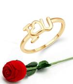 Vighnaharta Initial I LOVE YOU  (CZ) Gold Plated Ring For Girls with Scented Velvet Rose Ring
