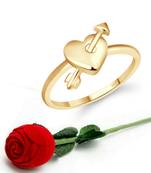 Vighnaharta Stylish Curve Heart Ring CZ Gold Plated Alloy Ring  with Scented Velvet Rose Ring