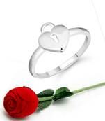 Vighnaharta Stylish Lock Heart Ring CZ Rhodium Plated Alloy Ring  with Scented Velvet Rose Ring