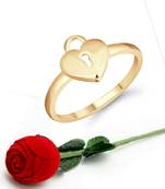 Vighnaharta Stylish Lock Heart Ring CZ Gold Plated Alloy Ring  with Scented Velvet Rose Ring