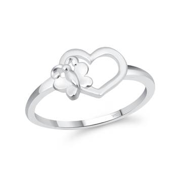 Vighnaharta Cute Butterfly Heart CZ Rhodium Plated Ring   with Scented Velvet Rose Ring 2