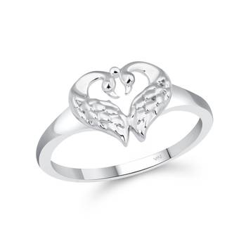 Vighnaharta Cute Mayur Heart CZ Rhodium Plated Ring   with Scented Velvet Rose Ring 2