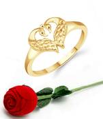 Vighnaharta Cute Mayur Heart CZ Gold Plated Ring   with Scented Velvet Rose Ring
