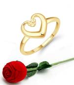Vighnaharta Cute  Heart CZ Gold Plated Ring   with Scented Velvet Rose Ring