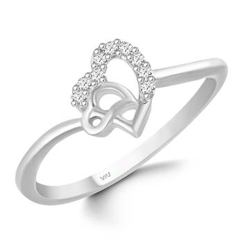 Vighnaharta Diamond studded Cute  Heart CZ Rhodium Plated Ring   with Scented Velvet Rose Ring 2