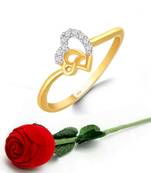 Vighnaharta Diamond studded Cute  Heart CZ Gold Plated Ring   with Scented Velvet Rose Ring