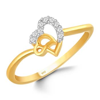 Vighnaharta Diamond studded Cute  Heart CZ Gold Plated Ring   with Scented Velvet Rose Ring 2