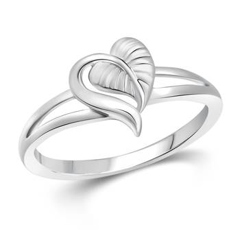 Vighnaharta Cute Leafy  Heart CZ Rhodium Plated Ring   with Scented Velvet Rose Ring 2
