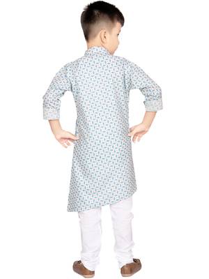 Blue printed poly cotton boys-kurta-pyjama 2