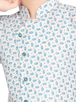 Blue printed poly cotton boys-kurta-pyjama 4