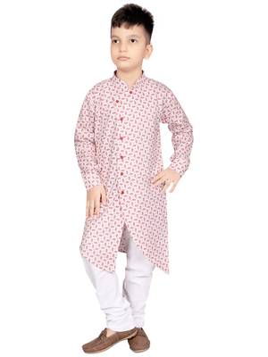 Pink printed poly cotton boys-kurta-pyjama 1